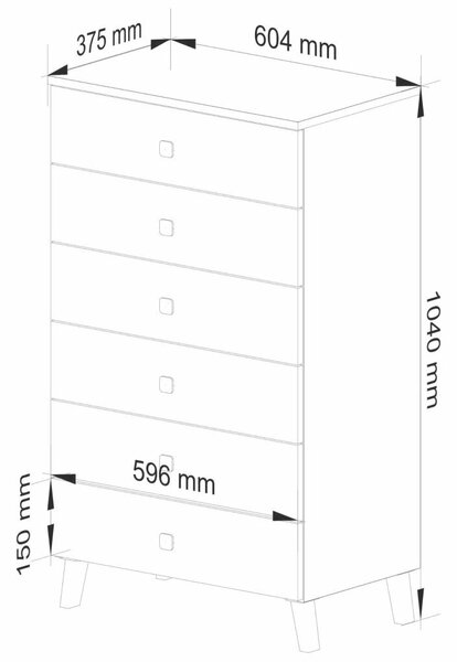 MOBI K-06 Komód - 6 Fiókos - Kasmír Arany