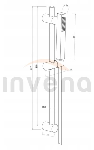 Invena Glamour Trend zuhanygarnitúra oszloppal és 1 funkciós kézi zuhanyfejjel, arany fényes, INV-AU-05-Z09-S