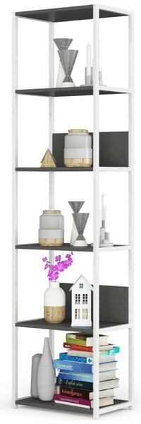 Loft Fém Polcrendszer - 6 Polc - 50x192x32 cm - Fehér/Szürke
