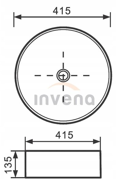 Invena Kos, kerámia munkalap mosogató 415x415x135 mm, arany fényes-fekete matt, INV-CE-38-027-C