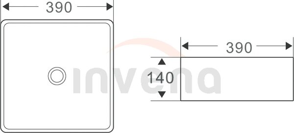 Invena Reja, kerámia munkalap mosogató 390x390x140 mm, arany fényes, INV-CE-39-009-C
