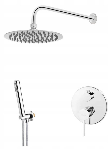 Invena Dafni, rejtett zuhanygarnitúra esőzuhanyfejjel 25 cm, fényes króm, INV-BS-88-0O2-A