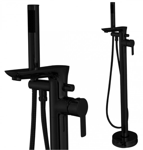 Invena Glamour, szabadon álló kádcsaptelep, fekete, INV-BW-02-W04-V
