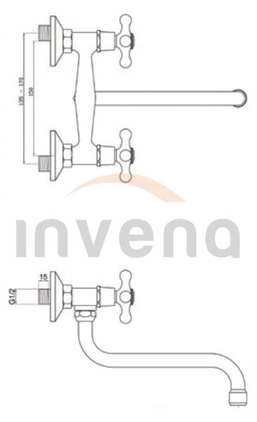 Invena Roma, mosogató csaptelep meghosszabbított kifolyóval 200mm S típusú, króm, INV-BC-21-00S-L