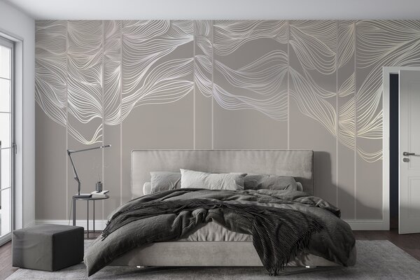 Fotótapéta Folyó fehér absztrakt vonal hullámok világosbarna háttér előtt, Fotótapéta design, w08263 : Uwalls.hu