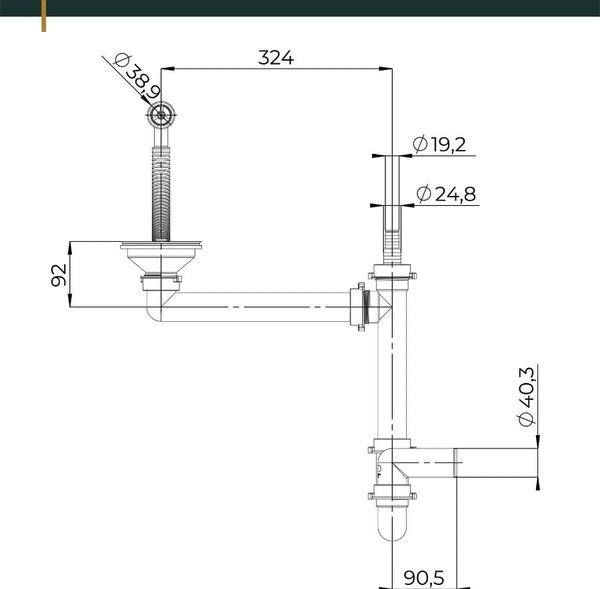 SINK Quality Mosogató Quality Ferrum 40, konyhai gránit mosogató 400x500x195 mm + fekete szifon, fekete foltos-Brocade, SKQ-FER.B.1K40.XB