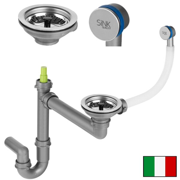 SINK Quality Mosogató Quality Ferrum 40, konyhai gránit mosogató 400x500x195 mm + szifon, fehér, SKQ-FER.W.1K40.X