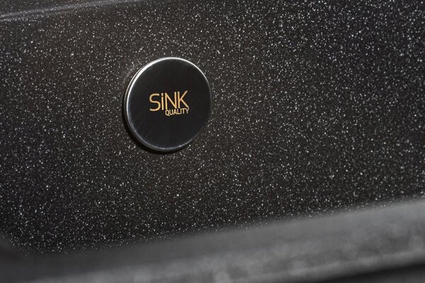 SINK Quality Mosogató Quality Ferrum, konyhai gránit mosogató 565x510x205 mm + fekete szifon, fehér, SKQ-FER.W.1K60.XB