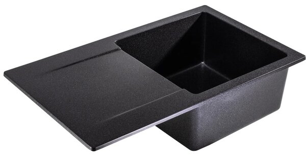 SINK Quality Mosogató Quality Ferrum, konyhai gránit mosogató 770x450x190 mm + szifon, fekete foltos-BROCADE, SKQ-FER.B.1KDO.X