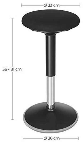 Irodai szék, ergonomikus szék, 56-81 cm magasságban állítható, fekete