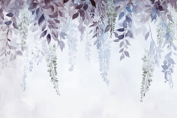 Fotótapéta Wisteria virág dísz, virágos, akvarell, kék és lila színben, Fotótapéta virágok és növények, w01545v1 : Uwalls.hu