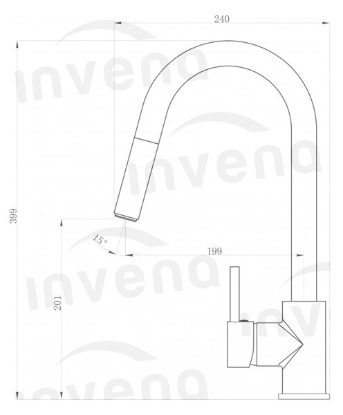 Invena Elia, szabadon álló mosogató csaptelep, fekete matt, INV-BZ-89-W04-C