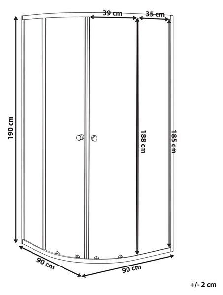 Zuhanykabin ONELLI 90 x 90 x 190 cm Arany