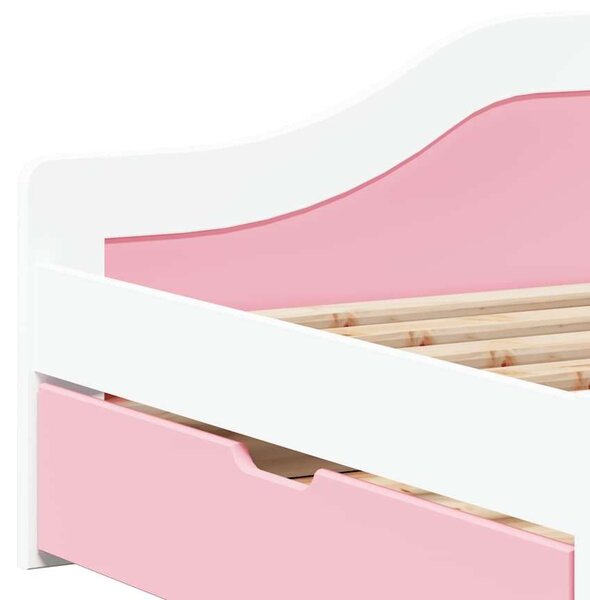 VidaXL Napozóágy 2 fiókkal matrac nélkül IRUN Fehér&Rózsaszín 90x200cm
