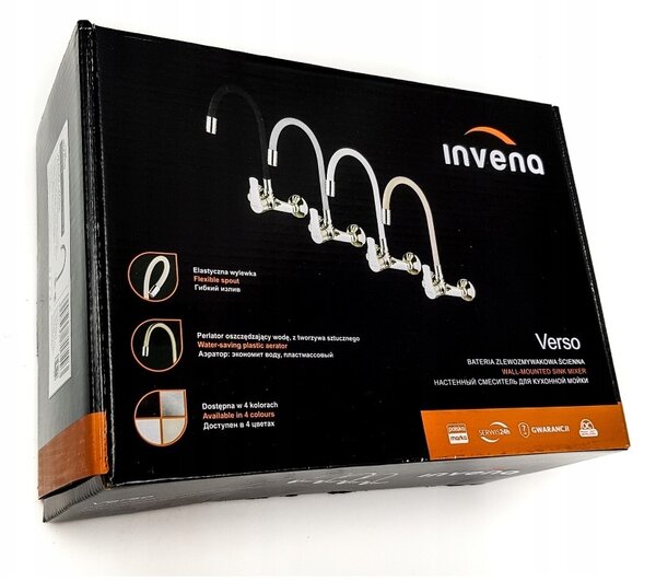 Invena Verso, falra szerelhető konyhai csaptelep 150mm elasztikus karral, bézs-króm, INV-BC-82-E3S-L