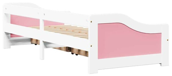 VidaXL Napozóágy 2 fiókkal matrac nélkül IRUN Fehér&Rózsaszín 90x200cm