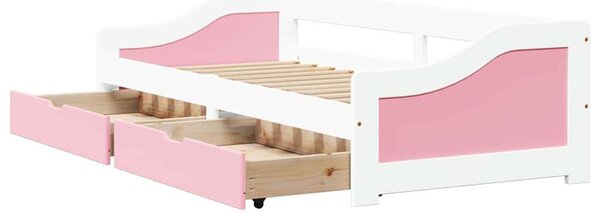 VidaXL Napozóágy 2 fiókkal matrac nélkül IRUN Fehér&Rózsaszín 90x200cm