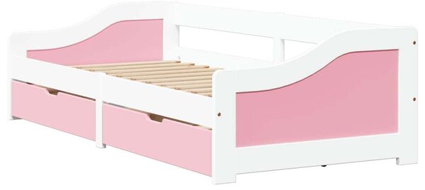 VidaXL Napozóágy 2 fiókkal matrac nélkül IRUN Fehér&Rózsaszín 90x200cm