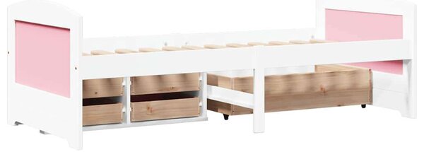 VidaXL Napozóágy 5 fiókkal matrac nélkül IRUN Fehér&Rózsaszín 90x200cm