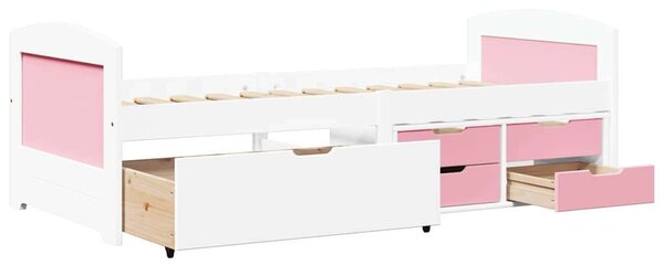 VidaXL Napozóágy 5 fiókkal matrac nélkül IRUN Fehér&Rózsaszín 90x200cm