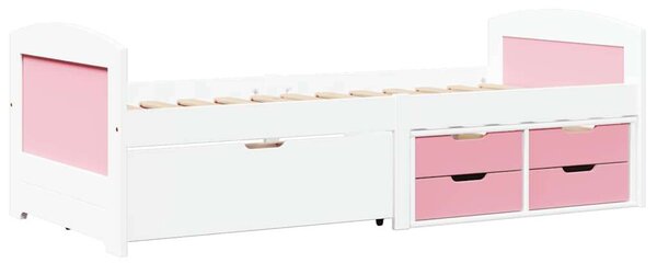 VidaXL Napozóágy 5 fiókkal matrac nélkül IRUN Fehér&Rózsaszín 90x200cm
