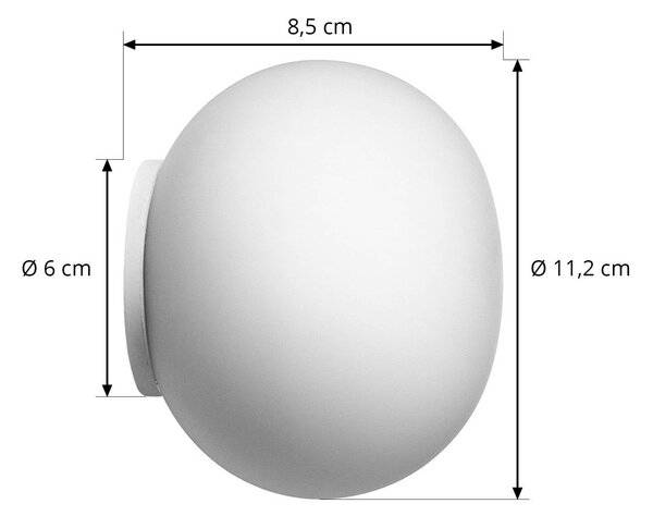 FLOS Mini Glo-Ball tükör világítás/fali világítás, fehér/opál, dimmelhető, Fehér / opál, Nappali / Étkező, Üveg, Dizájn