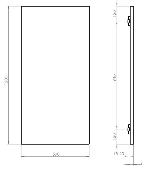 Sapho Sapho, ENIS fürdőszobai sugárzó fűtőpanel 600W, IP44, 590x1200 mm, fekete matt, RH600B