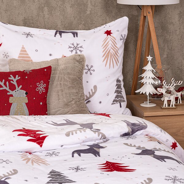 4Home Cute reindeer mikroflanel ágyneműhuzat, 140 x 200 cm, 70 x 90 cm