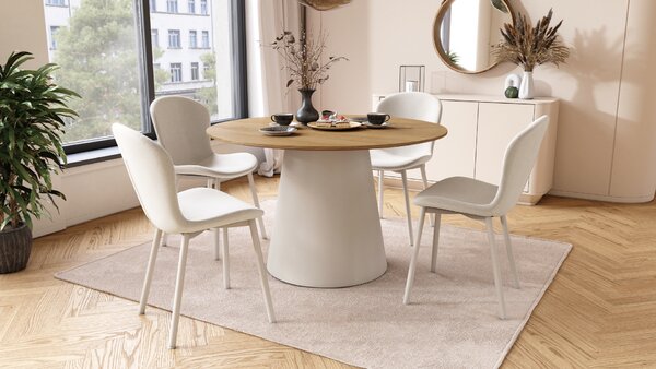 MAZZONI EXPORT FIORA Bézs (Apia 453 szövet) / szürke-bézs váz (cashmere) – MODERN KÁRPITOZOTT CHENILLE SZÉK NAPPALIBA/ÉTKEZŐBE