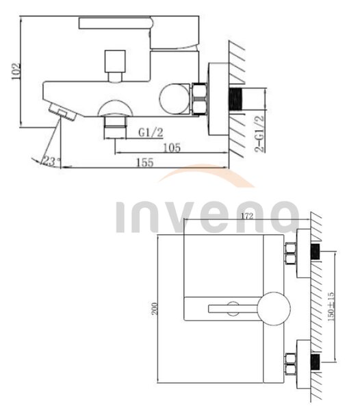 Invena Dokos, kád csaptelep, fehér-króm, INV-BW-19-002-V