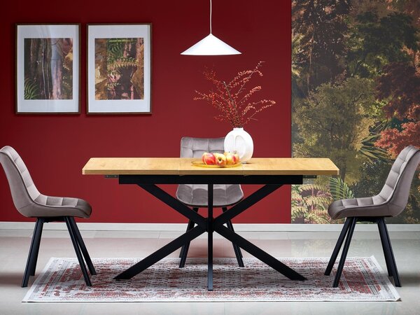 Asztal Houston 2188, 75x80cm, Arany tölgy, Fekete