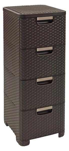 Sötétbarna műanyag magas fürdőszoba szekrény 33x79 cm Rattan – Curver