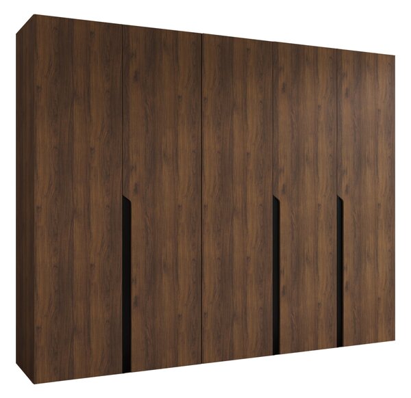 Gardróbszekrény Hartford 582, Laminált forgácslap, 202x250x52cm, Dió, Fekete