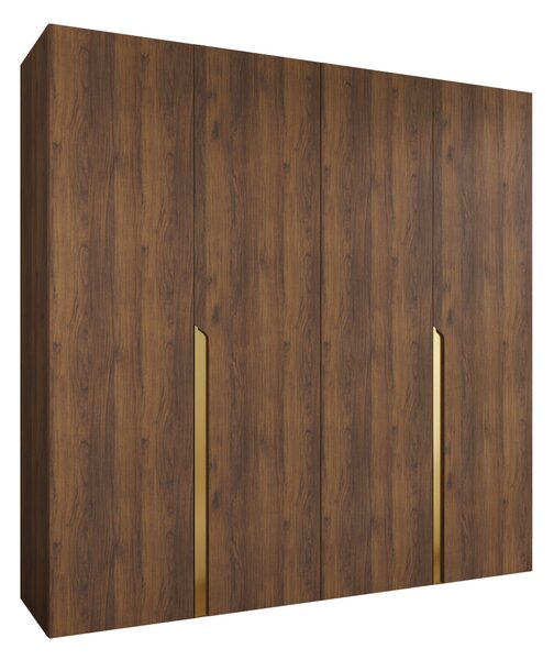 Gardróbszekrény Hartford 581, Laminált forgácslap, 202x200x52cm, Dió, Aranysárga