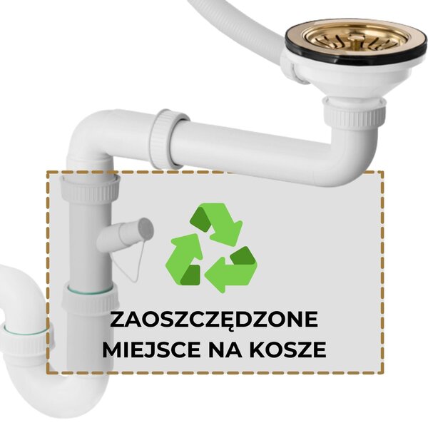 Gamma Mosogató minőség, 1-kamrás kézi szifon gránit mosogatóhoz, arany fényes, SKQ-1M11GD