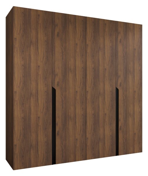 Gardróbszekrény Hartford 581, Laminált forgácslap, 202x200x52cm, Dió, Fekete
