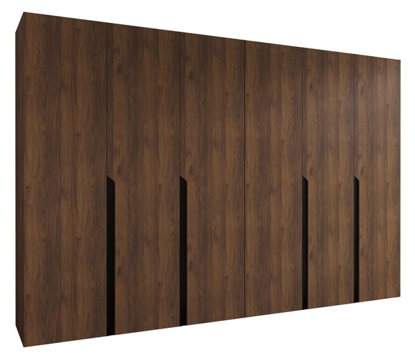 Gardróbszekrény Hartford 583, Laminált forgácslap, 202x300x52cm, Dió, Fekete