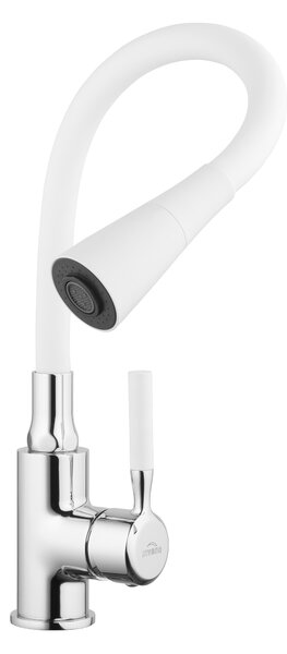 Invena Pogo, magas mosogató csaptelep 2 funkciós, fehér-króm, INV-BZ-80-L02-L