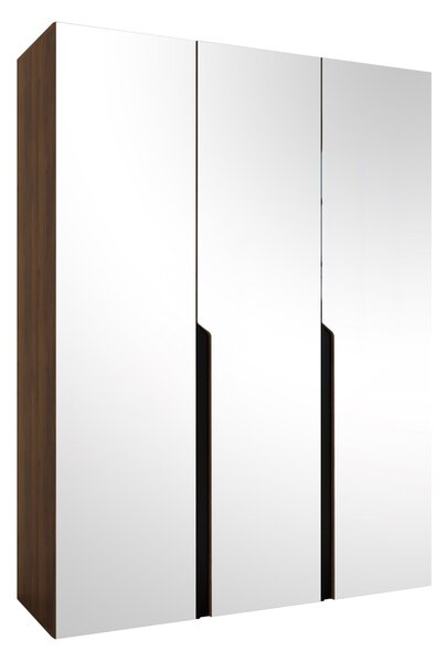 Gardróbszekrény Hartford 590, Laminált forgácslap, 202x150x52cm, Dió, Fekete