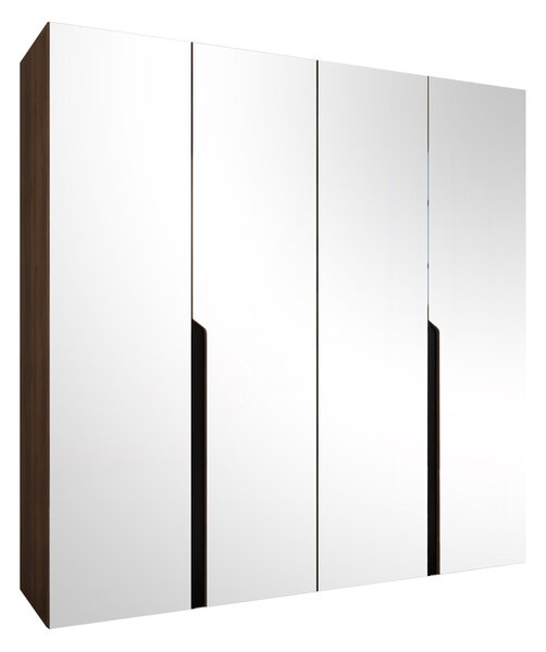 Gardróbszekrény Hartford 591, Laminált forgácslap, 202x200x52cm, Dió, Fekete