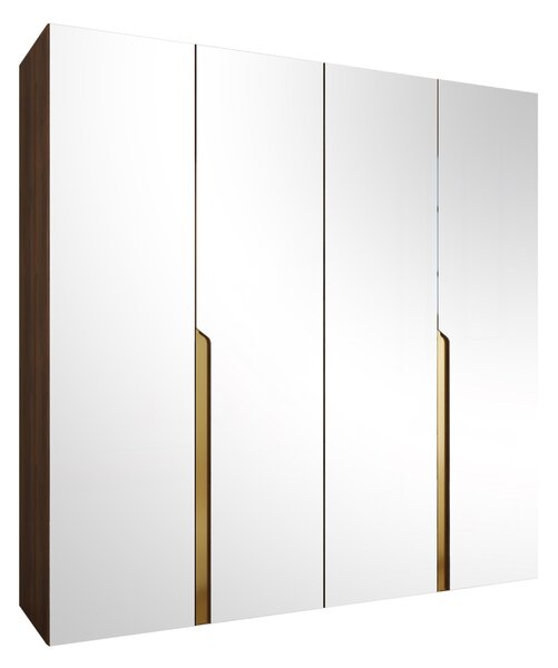 Gardróbszekrény Hartford 591, Laminált forgácslap, 202x200x52cm, Dió, Aranysárga