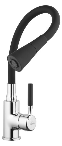 Invena Pogo, magas mosogató csaptelep 2 funkciós, fekete-króm, INV-BZ-80-L04-L