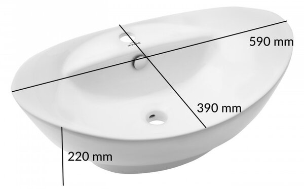 Invena Esla, kerámia mosogató 59x39x22 cm, fehér, INV-CE-35-001-C