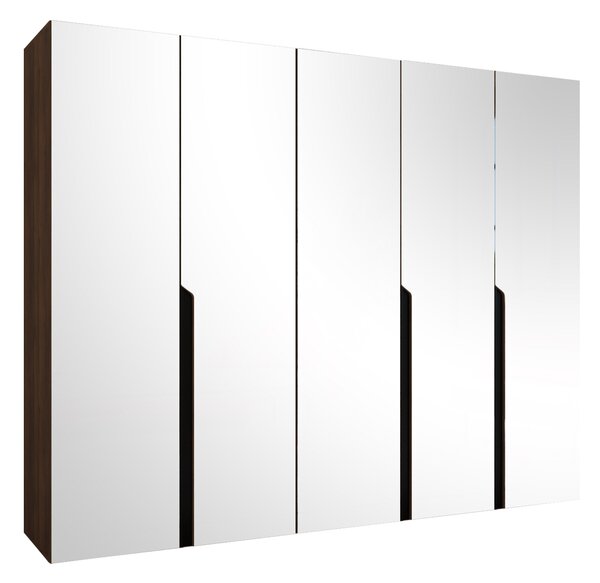 Gardróbszekrény Hartford 592, Laminált forgácslap, 202x250x52cm, Dió, Fekete
