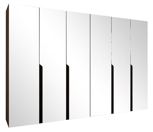Gardróbszekrény Hartford 593, Laminált forgácslap, 202x300x52cm, Dió, Fekete