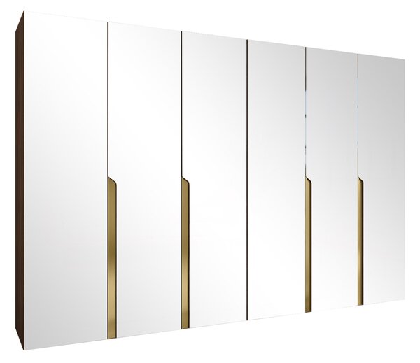 Gardróbszekrény Hartford 593, Laminált forgácslap, 202x300x52cm, Dió, Aranysárga