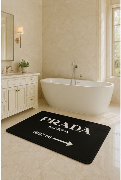 Fekete bársony fürdőszobai kilépő szett 2 db-os 60x100 cm Prada – Mila Home