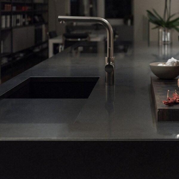 SINK Quality Mosogató Minőségi Argon 50, konyhai gránit mosogató 420x420x225 mm + króm szifon, fehér, SKQ-ARG.W.1KBO.50.X