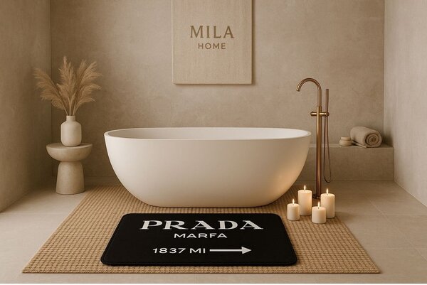 Fekete bársony fürdőszobai kilépő szett 2 db-os 60x100 cm Prada – Mila Home