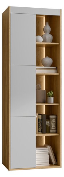 Könyvespolc Tenfioa 104, Ajtókkal, Zárt, Laminált forgácslap, 176x60x39cm, Tölgy, Szürke
